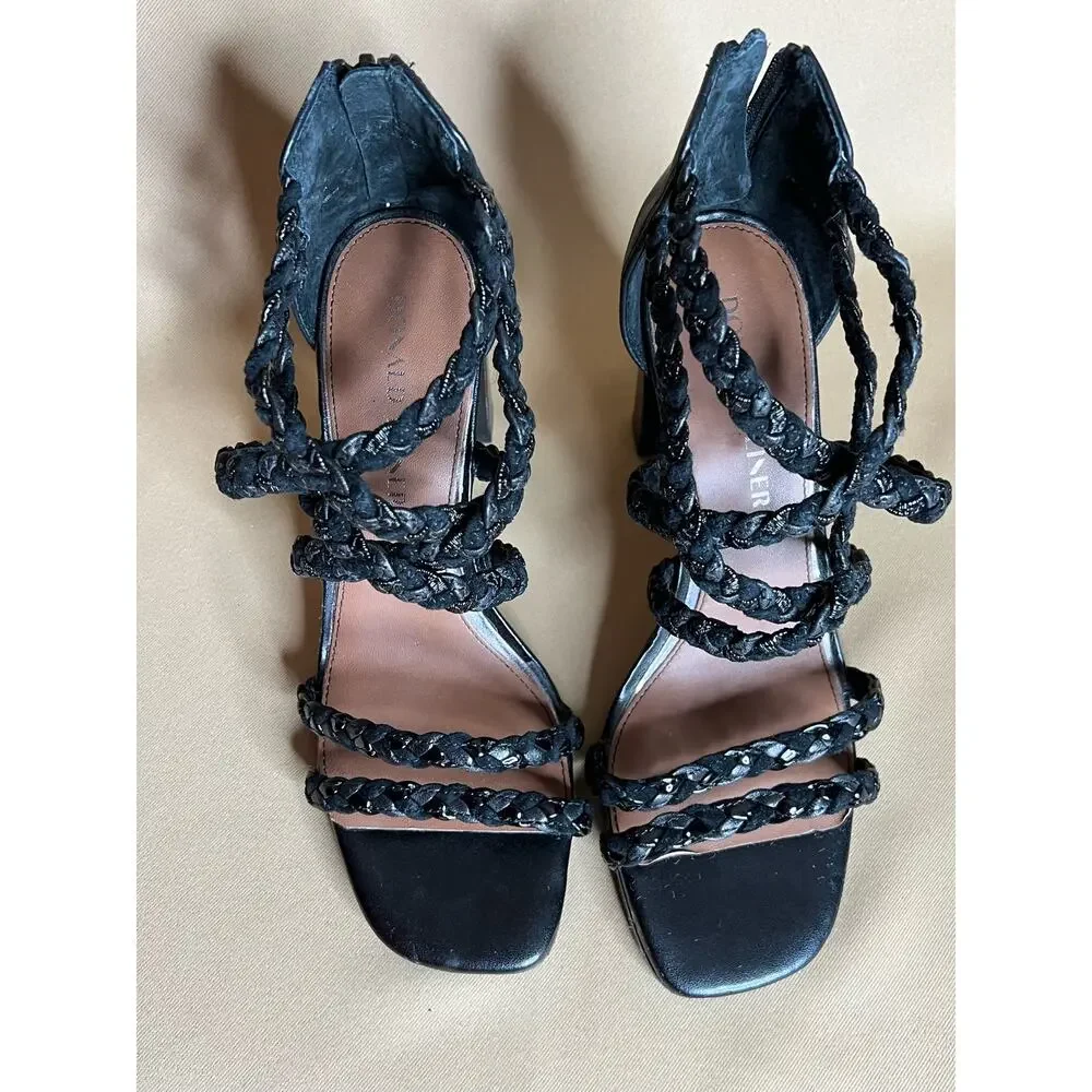 Donald J. Pliner Seska Black Braided Block Heel Strappy Sandal 8